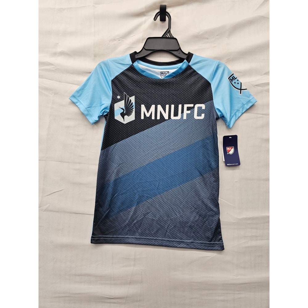 MLS Boys Minnesota United FC Soccer Jersey Blue Polyester Athletic Size Medium